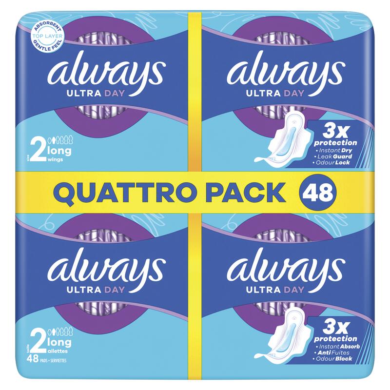 Always Maandverband Ultra Day Long Wings Quatro Pack 48 stuks