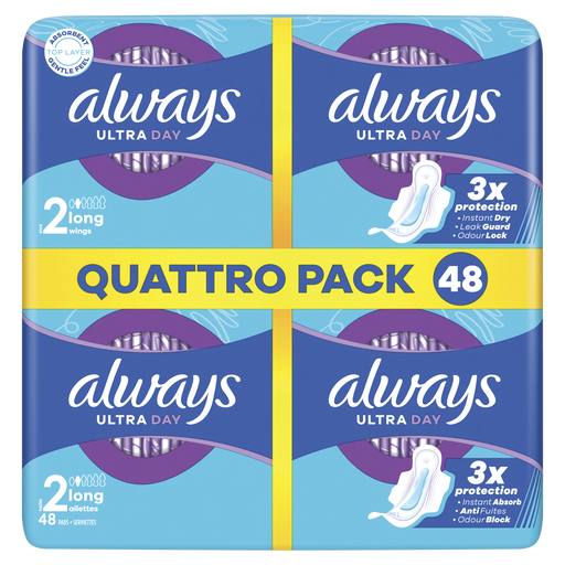 Always Maandverband Ultra Day Long Wings Quatro Pack 48 stuks