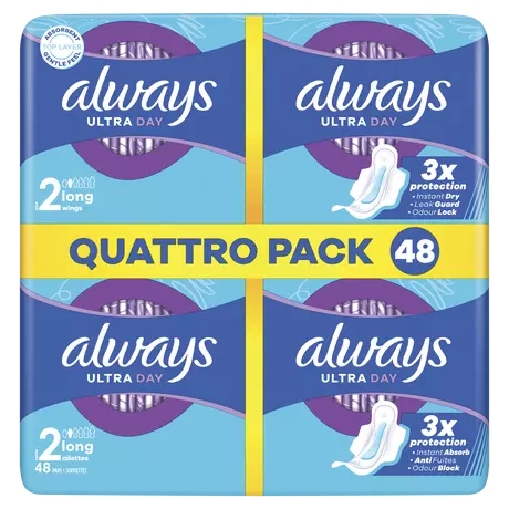 Always Maandverband Ultra Day Long Wings Quatro Pack 48 stuks