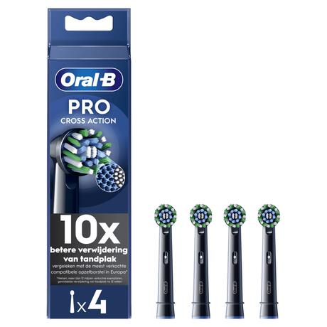Oral-B Cross Action Opzetborstels Zwart - 4 Stuks