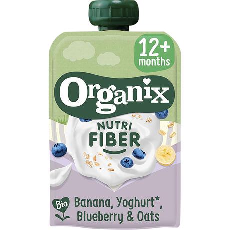 Organix Bio Nutri Fiber Banaan Yoghurt Bosbes Haver 12+ Maanden 100 gram