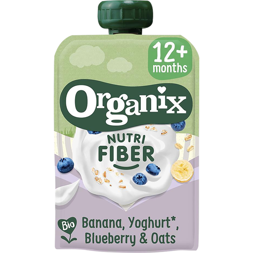 Organix Bio Nutri Fiber Banaan Yoghurt Bosbes Haver 12+ Maanden 100 gram