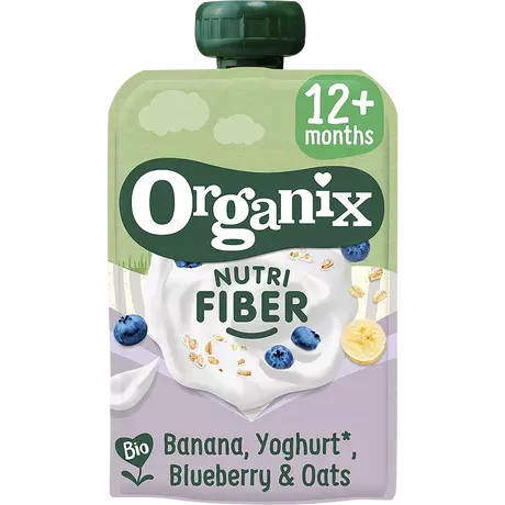 Organix Bio Nutri Fiber Banaan Yoghurt Bosbes Haver 12+ Maanden 100 gram
