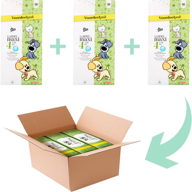 Dood in de wereld Corroderen overschot Etos Woezel & Pip Luiers Maxi Megabox Voordeelpak Maat 4 7-18 kg 168 stuks  168 EA | Etos