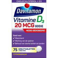 Davitamon Forte Vitamine D3 Smelttabletten Citroensmaak 75 stuks