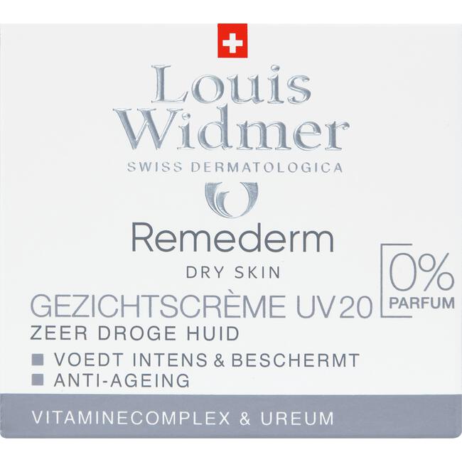 Louis Widmer Remederm Dry Skin Gezichtscrème UV 20 Zonder Parfum 50 ML