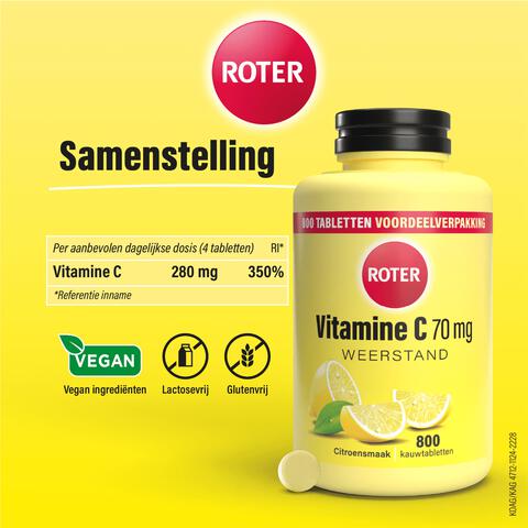 Roter Vitamine C 70 mg citroen 800 kauwtabletten