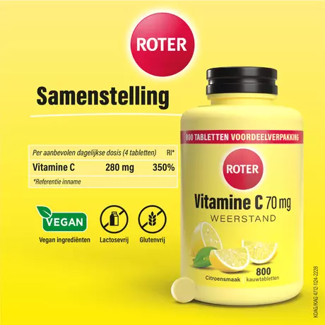 Roter Vitamine C 70 MG Citroen Kauwtabletten 800 stuks