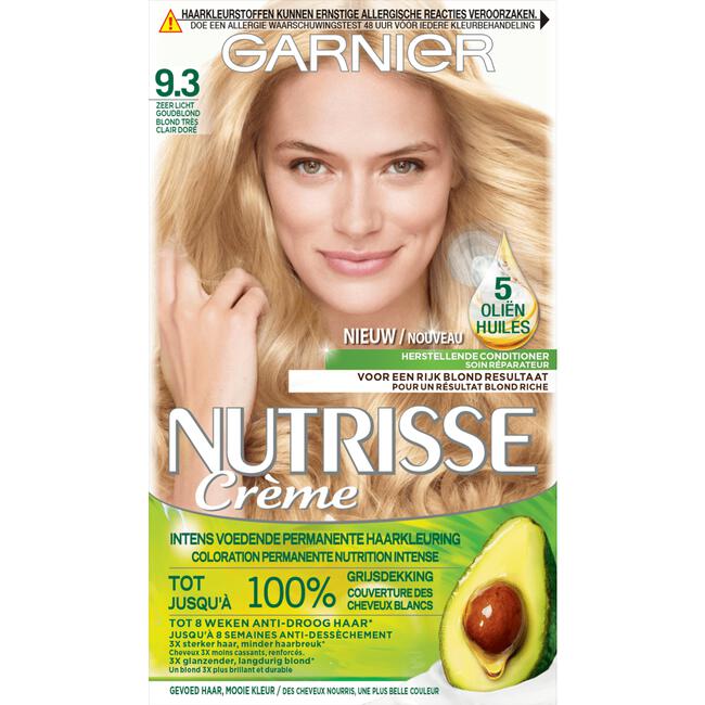 Garnier Nutrisse Crème Permanente Haarverf 9.3 Zeer Licht Goudblond