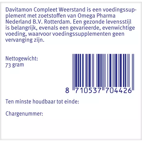 Davitamon Compleet Weerstand Vitamine C & D3 Aardbei Kauwtabletten 60 stuks
