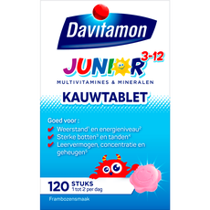 Davitamon Junior 3+ Multivitamine Kinderen Frambozensmaak 120 Kauwvitamines