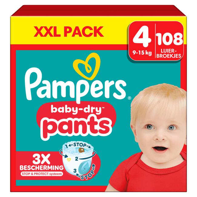 Pampers Baby Dry Pants XXL Pack Luierbroekjes Maat 4 9-15 KG 108 stuks