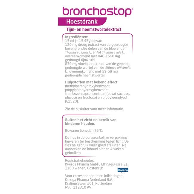 Bronchostop Hoestdrank bij Vastzittende Hoest en Keelpijn 200 ML