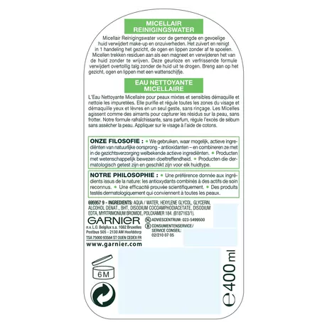 Garnier SkinActive Micellair Reinigingswater Vette Huid 400 ML