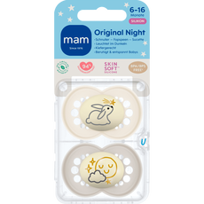 MAM Baby Original Fopspenen Night 6-16 maanden Uni 2 stuks