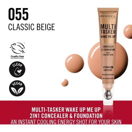 Rimmel London Multi-Tasker Wake Me Up Concealer Foundation 55 Classic Beige