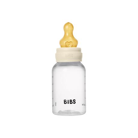 BIBS Babyfles 150 ML Ivory met Latex speen en opvouwbaar trechtertje
