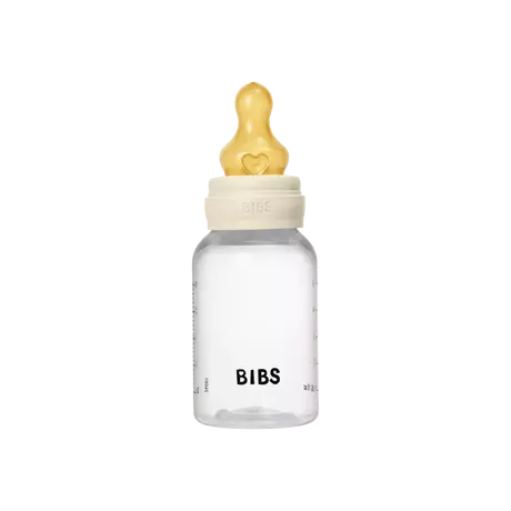 BIBS Babyfles Slow Flow Latex Ivory incl. opvouwbaar trechtertje 150 ML