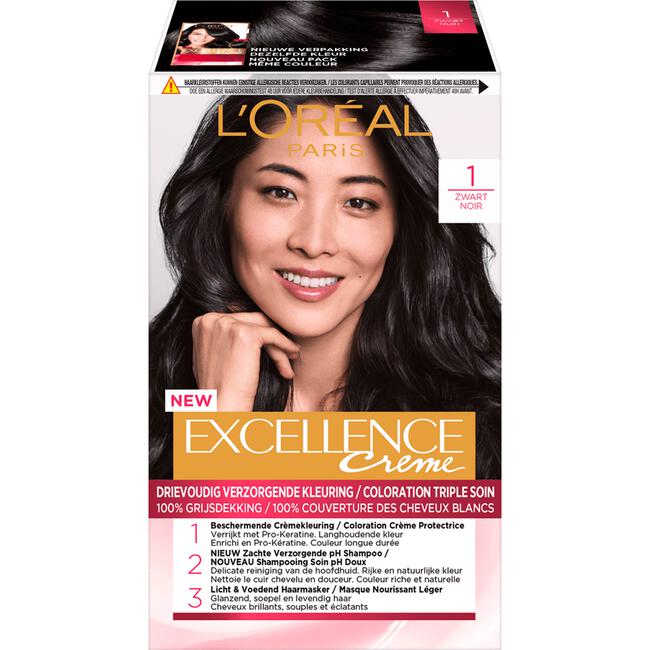 L'Oréal Paris Excellence Crème Permantente Haarverf 1 Intens Zwart