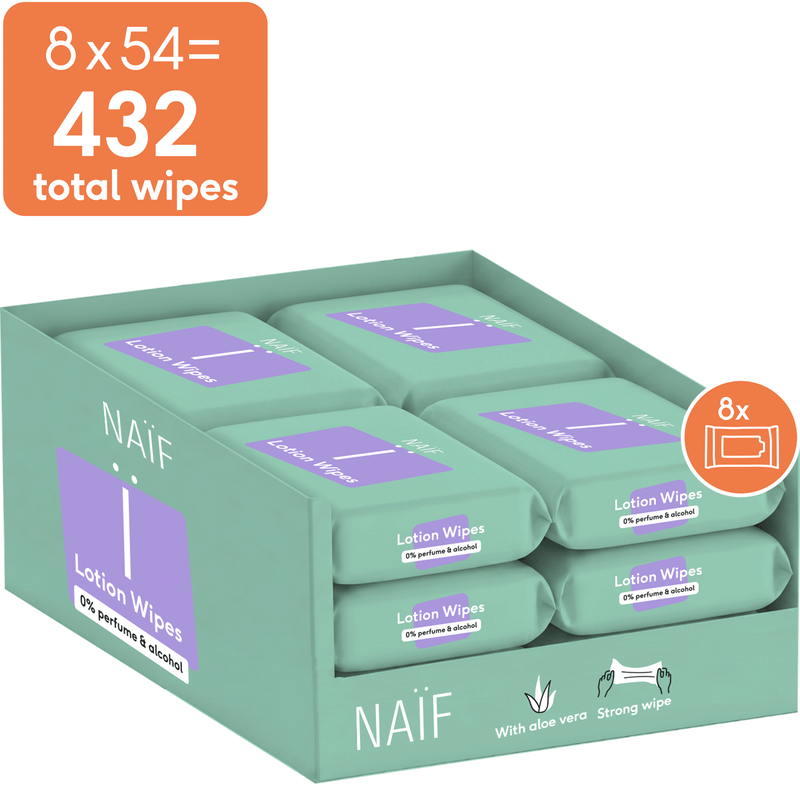 Naïf Plasticvrije Lotion Billendoekjes 8x54 stuks