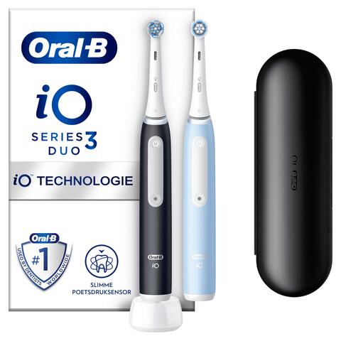 Oral-B iO 3 Duo Zwart & Blauw 2 Elektrische Tandenborstels