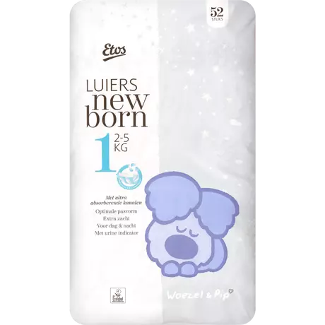 Etos Woezel & Pip Luiers Newborn Maat 1 2-5 kg 156 stuks