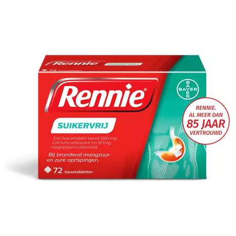 Rennie Suikervrij Kauwtabletten Bij Brandend Maagzuur 72 stuks