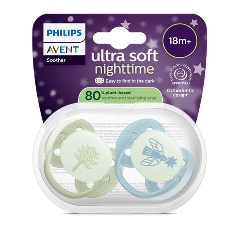 Philips Avent Fopspeen Ultra Soft Nighttime 18M+ SCF094/05 2 stuks