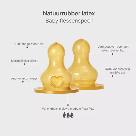 BIBS Flesspeen Slow Flow Latex 2 stuks