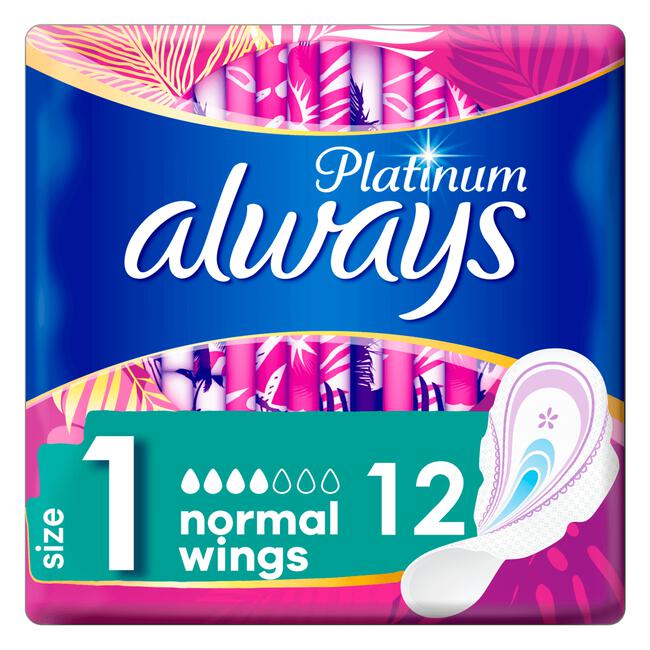 Always Platinum Maandverband Met Vleugels (maat 1) Normal 12 stuks