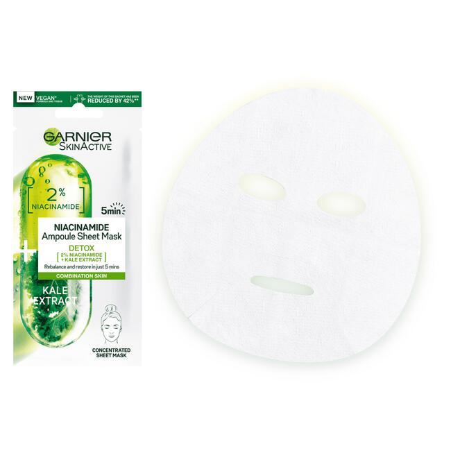 Garnier SkinActive Ampul Sheet Masker Met Boerenkool & Niacinamide