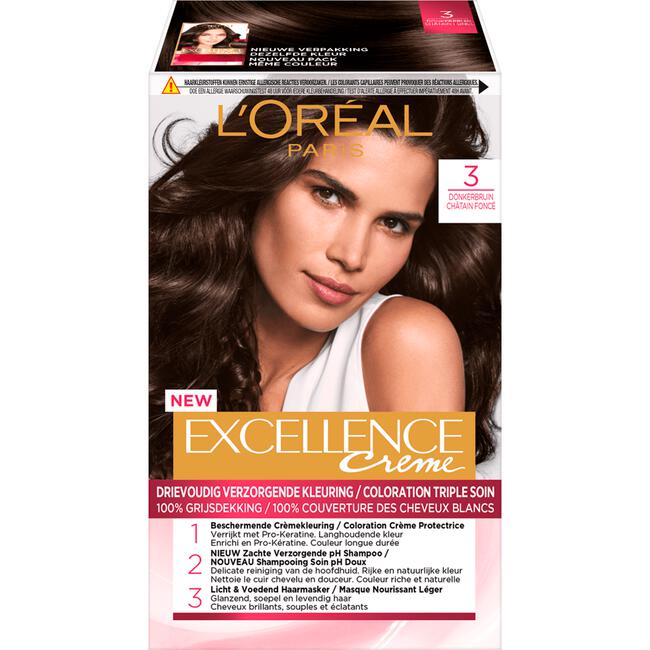 L'Oréal Paris Excellence Crème Verzorgende Crèmekleuring 3 Donkerbruin