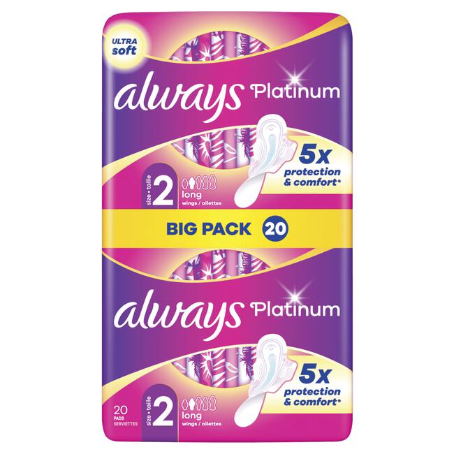 Always Platinum Maandverband Met Vleugels Long 20 Stuks