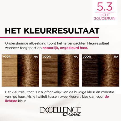 L'Oréal Paris Excellence Crème Verzorgende Crèmekleuring 5.3 Licht Goudbruin