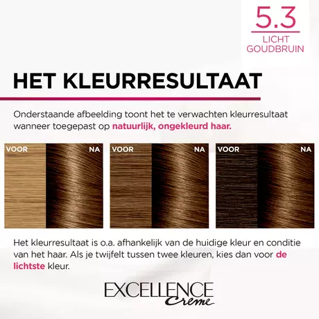 L'Oréal Paris Excellence Crème Verzorgende Kleuring 5.3 Licht Goudbruin