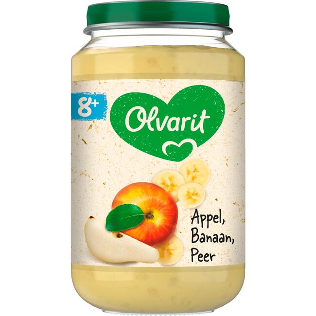 Olvarit Appel Banaan Peer Fruithapje 8+ maanden 200 GR
