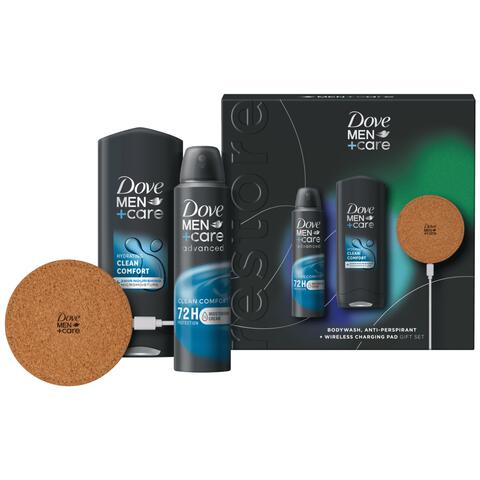 Dove Men+Care Clean Comfort Giftset Bodywash + Anti-Transpirant Spray