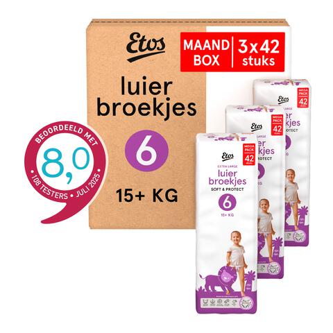 Etos Luierbroekjes Extra Large Maat 6 15+ kg Maandbox 126 stuks
