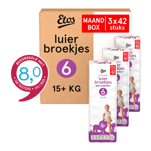 Etos Luierbroekjes Extra Large Maat 6 15+ kg Maandbox 126 stuks