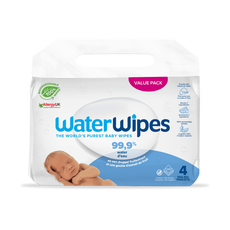 WaterWipes Billendoekjes Plasticvrij Gevoelige Huid Voordeelzak 4x60 stuks
