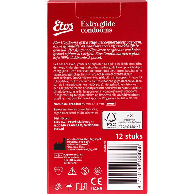 Etos Condooms Extra Glijmiddel 12 stuks