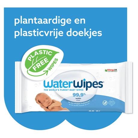 WaterWipes Billendoekjes Plasticvrij Gevoelige Huid Voordeeldoos 12x60 stuks