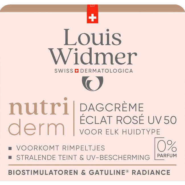 Louis Widmer Nutriderm Dagcrème Éclat Rosé UV SPF 50 Zonder Parfum 50 ML