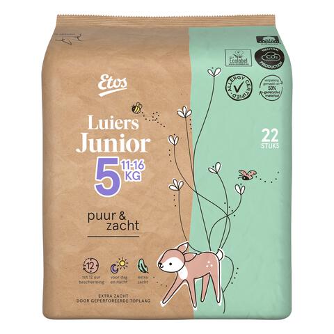 Etos Puur & Zacht Luiers Junior Maat 5 11+ kg 22 stuks