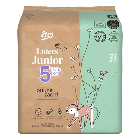 Etos Puur & Zacht Luiers Junior Maat 5 11-16 kg 22 stuks