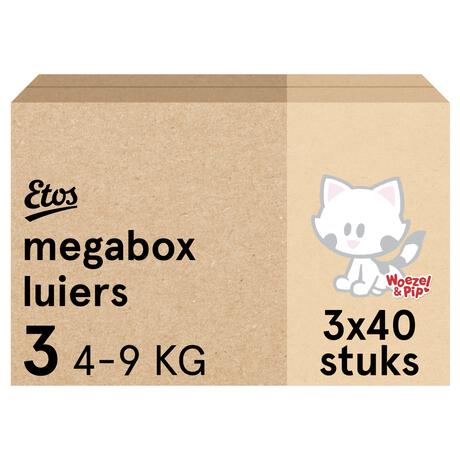 Etos Woezel & Pip Luiers Midi Megabox Maat 3 4-9 kg 120 stuks