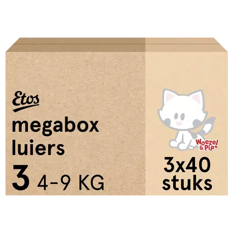 Etos Woezel & Pip Luiers Midi Maat 3 4-9 kg Megabox 120 stuks
