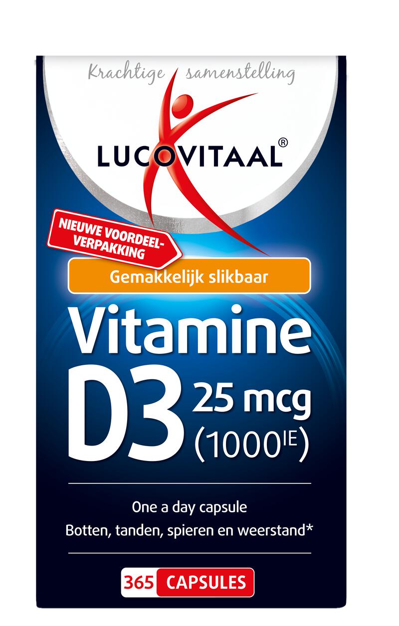 Lucovitaal Vitamine D3 25 MCG (1000IE) Capsules 365 stuks