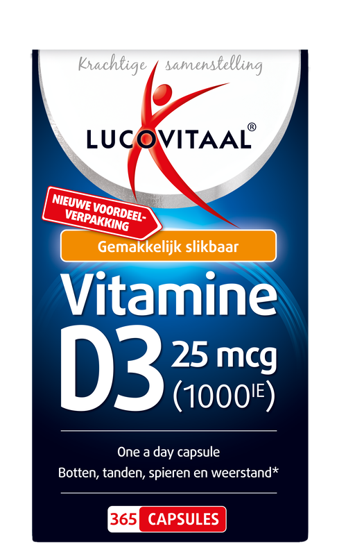 Lucovitaal Vitamine D3 25 MCG (1000IE) Capsules 365 stuks