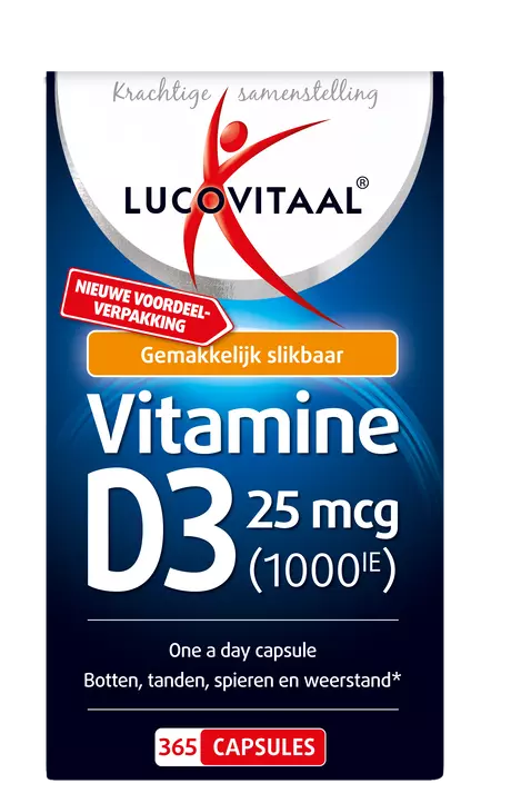 Lucovitaal Vitamine D3 25 MCG (1000IE) Capsules 365 stuks